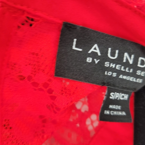 Laundry Lace Red Blouse Size S Short Sleeves - Picture 6 of 7
